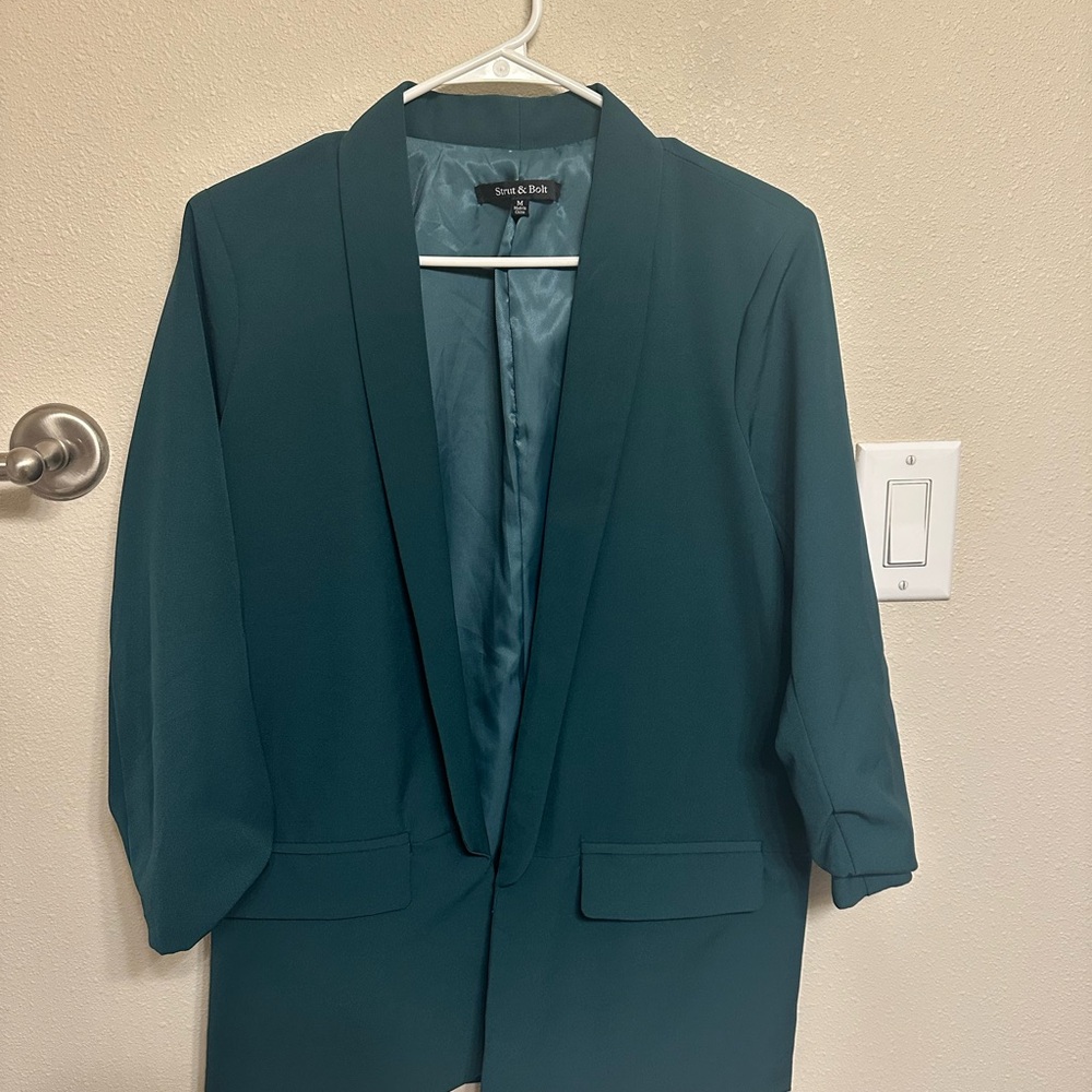 Teal Blazer with 3/4 Sleeves
